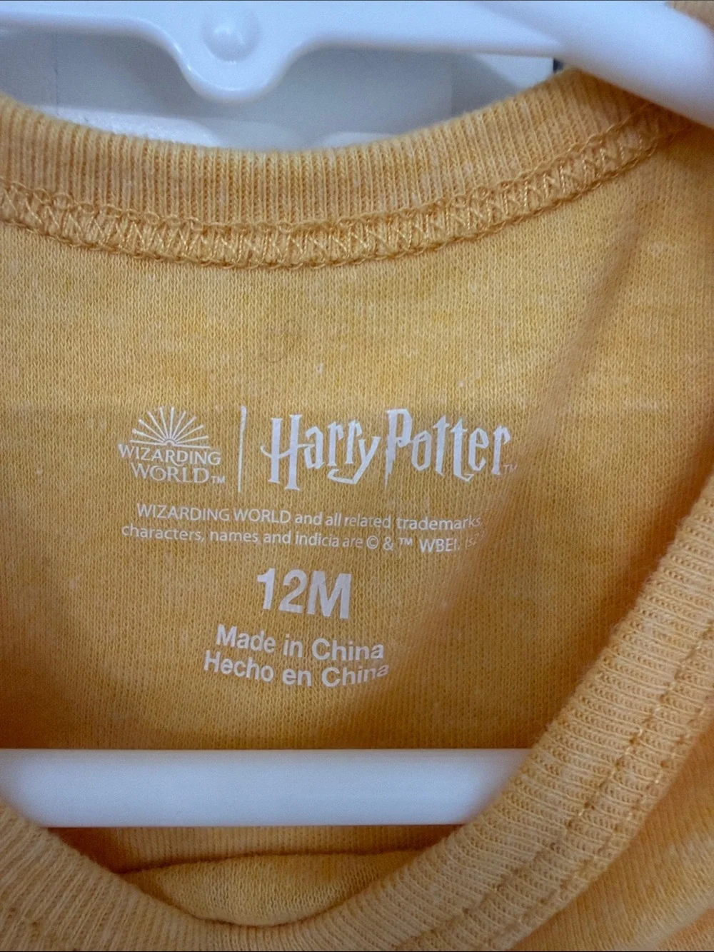 Warner Bros. Hufflepuff Yellow Baby Bodysuit with White Stripes